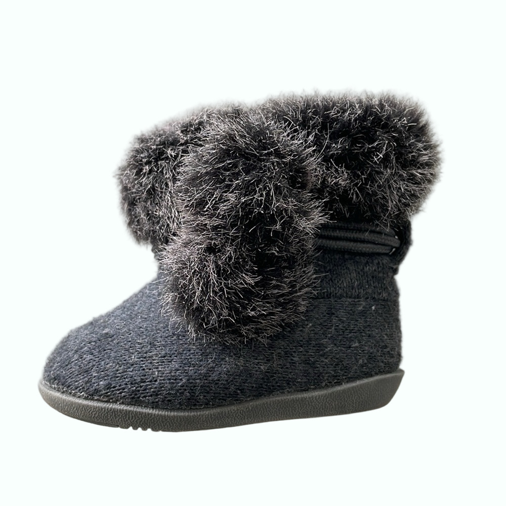 Sz1 Wee Walkers Infant Dark Grey Zip Up Faux Fur Booties VGUC
